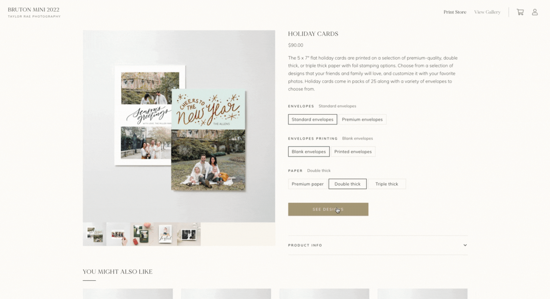 Create your own holiday cards from your Taylor Rae Photography photo galleries.